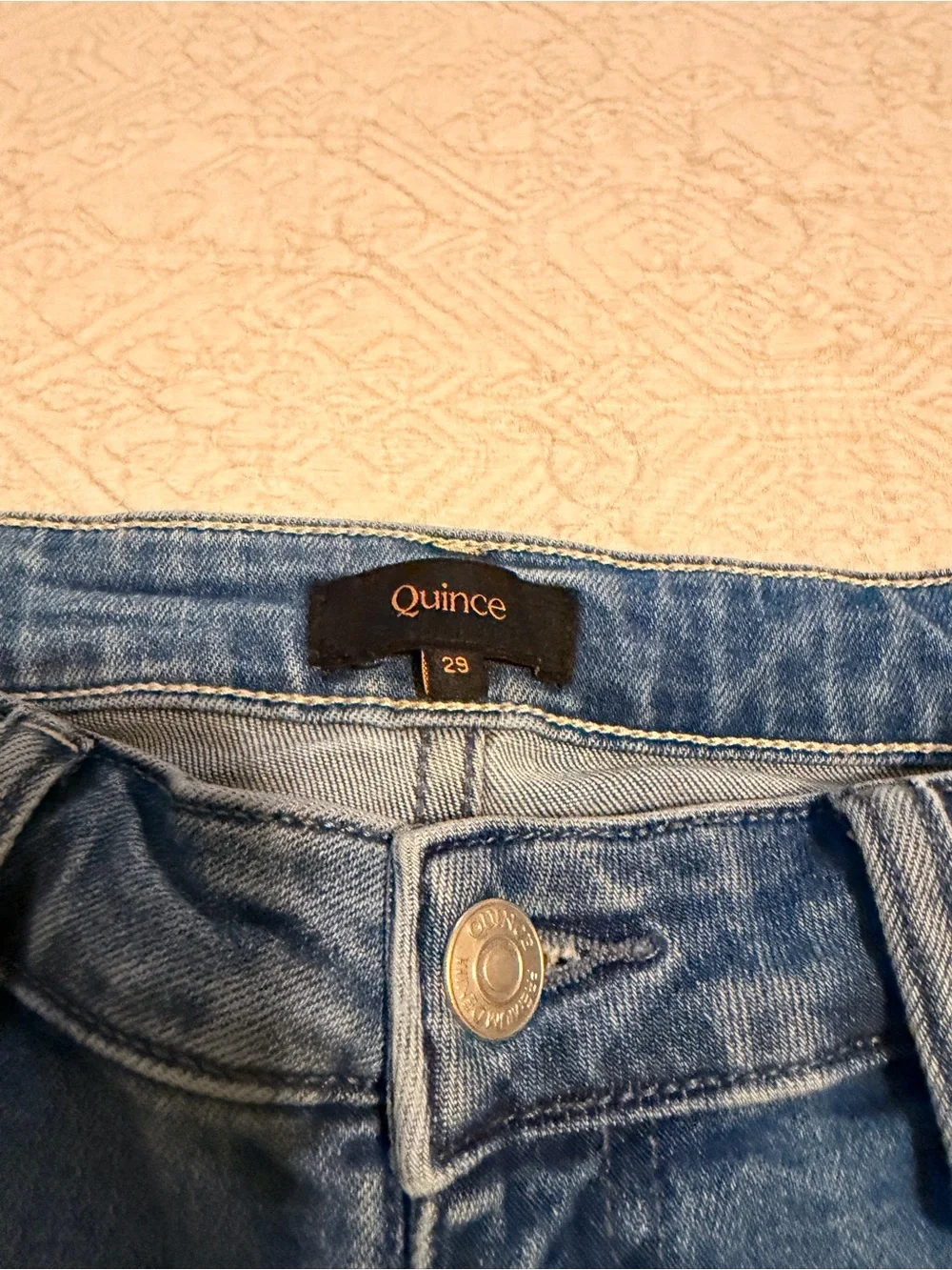 Quince Bella Stretch Straight Leg Blue Jeans - Picture 2 of 5